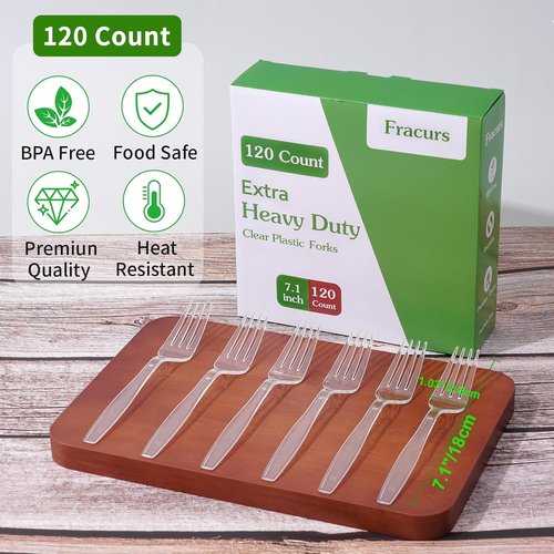 7.1 Extra Heavy-Duty Plastic Forks - 120 Count Premium Disposable, BPA-Free & Heat Resistant for Parties | Catering & Everyday Use
