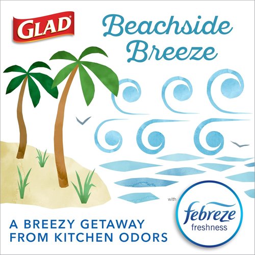 Glad Small Trash Bags - 4 Gallon Odor Resistant with Febreze Beachside Breeze | 34 Count (Pack of 2)