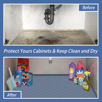 URMONA Under Sink Mat for Kitchen Waterproof, 40" x 22" Silicone Under Sink Mat for Shelf Liner Organizer, Cabinet Sink Protector Under Sink Liner for Bottom Kitchen, Bathroom(Khaki)