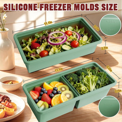 Skiennix Silicone Freezer Trays - Leak-Proof Ice Cube & Soup Storage Containers | 2-Cup & 5-Cup Sizes, BPA-Free