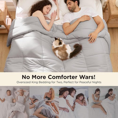 Bedsure Comforter Duvet Insert - Oversized King All-Season Quilted Down Alternative Bedding | Light Grey 116 x 98 Inches