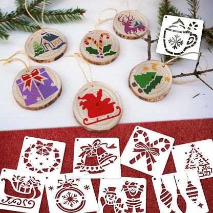 Skiennix 72 PCS Christmas Stencils - Reusable Holiday Painting Templates for Wood, Glass & Fabric Decor