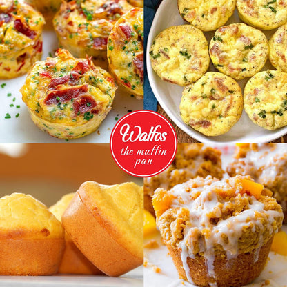 Walfos Silicone Muffin Pan - Non-Stick 12-Cup Silicone Bakeware | BPA Free & Dishwasher Safe