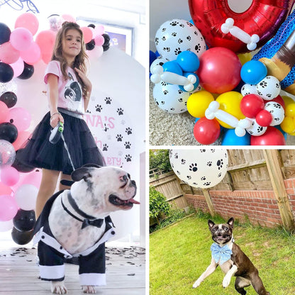 PartyWoo Paw Balloons - 12 Inch Matte White Dog Paw Print Latex Balloons | 50 Pack for Animal-Themed Parties