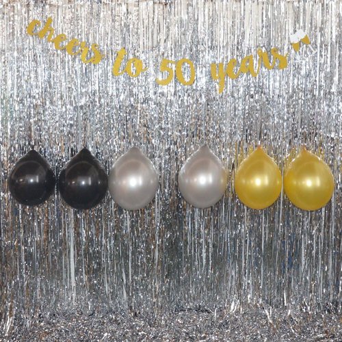 GOER Gold Glitter Cheers To 50 Years Champagne Glasses - 50th Birthday Party Decor