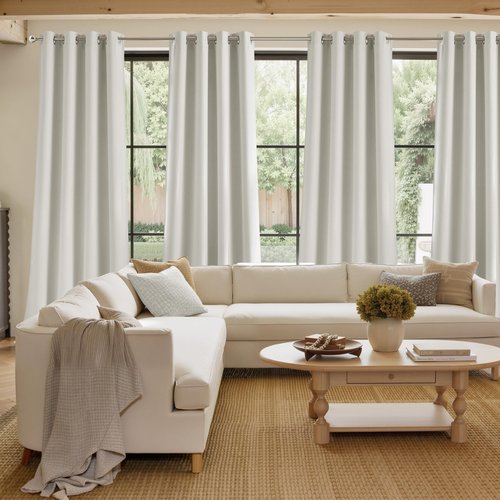 NICETOWN Faux Linen Natural Blackout Curtains 84 inches Long for Living Room - Privacy Panels for Bedroom, Modern Farmhouse Style Easy Care Grommet Top, 2 Panels, W52 by L84