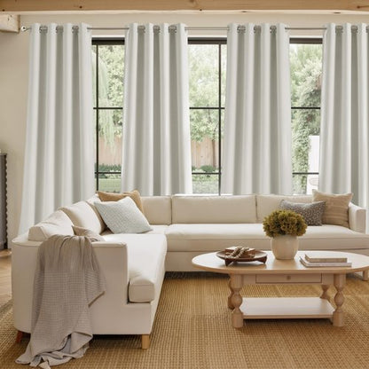 NICETOWN Faux Linen Natural Blackout Curtains 84 inches Long for Living Room - Privacy Panels for Bedroom, Modern Farmhouse Style Easy Care Grommet Top, 2 Panels, W52 by L84