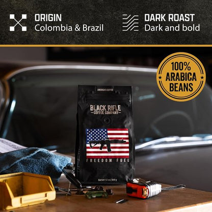 Black Rifle Coffee Company Freedom Fuel - Dark Roast Ground Coffee, 12oz Bag | Premium Arabica Blend