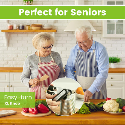 Spring Chef Stainless Steel Can Opener with Smooth Edge & Heavy Duty Professional Ice Cream Scoop - 2 Product Bundle - Black