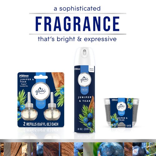 Glade Automatic Spray Refill, Air Freshener for Home and Bathroom, Juniper & Teak, Fresh Collection, 6.2 Oz
