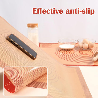 Skiennix Extra Thick Silicone Baking Mat - Large Non-Stick Pastry Mat with Measurements (16" x 24", Red)