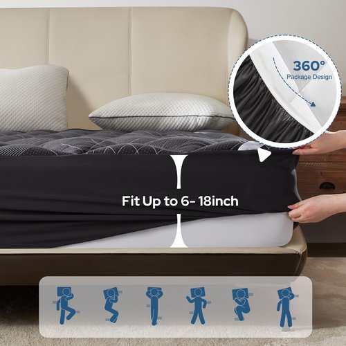 BEDLORE Queen Mattress Topper, Viscose Made from Bamboo Soft Pillow Top Mattress Pad, Thick Mattress Cover for Back Pain Relief with 6-18 inches Deep Pocket