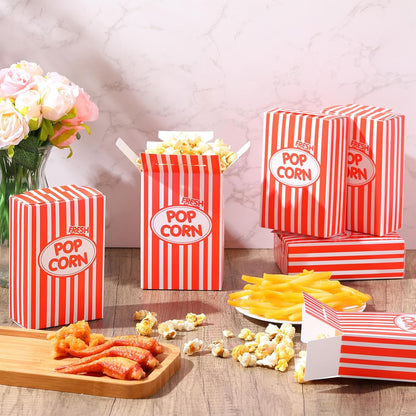 Xinnun 300 Pcs Disposable Popcorn Boxes - Oil Proof, Leak Proof, 1 oz Size | Red Striped Design for Parties