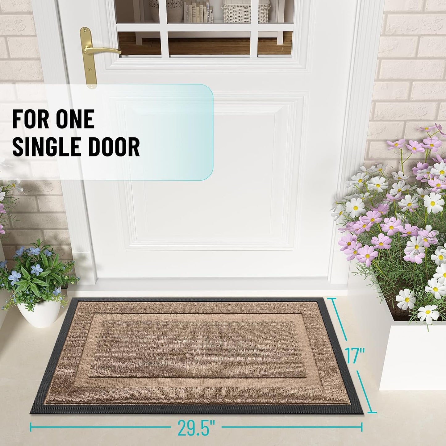 OLANLY Waterproof Front Door Mat - All-Season Indoor/Outdoor Doormat | Sturdy Natural Rubber, 29.5x17 Mocha