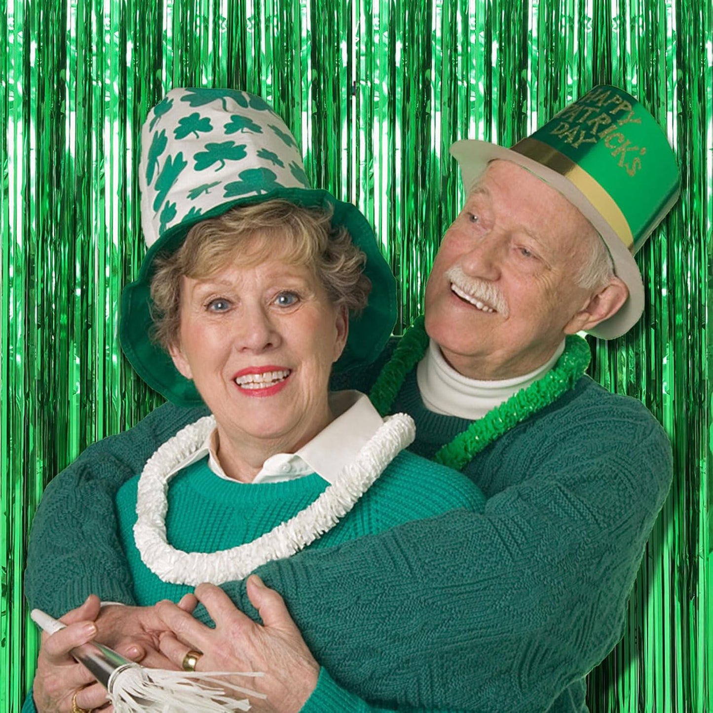 Skiennix Green Streamers Backdrop - Jungle Party Decorations | Foil Fringe Curtains for Photo Booth