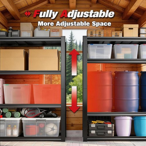 Heavy Duty Metal Garage Shelving Units - 2200LBS Adjustable Storage Shelves | 19.6" D x 39.37" W x 59.84" H