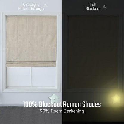 Everyday Celebration 100% Blackout Cordless Roman Shades - Thermal Insulated Window Blinds for Indoor Use, Vanilla, 36” W x 64” H
