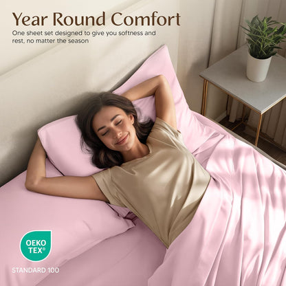 Utopia Bedding California King Sheet Set - Soft, Breathable Microfiber | 4-Piece in Crystal Pink