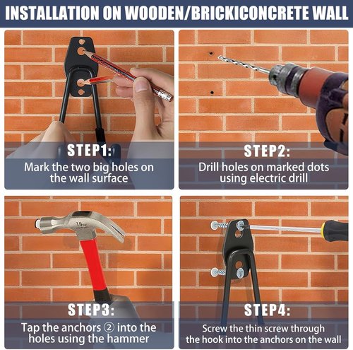 KOFANI Heavy Duty Garage Hooks - 12 Pack Anti-Slip Coating for Bikes, Ladders & Garden Tools