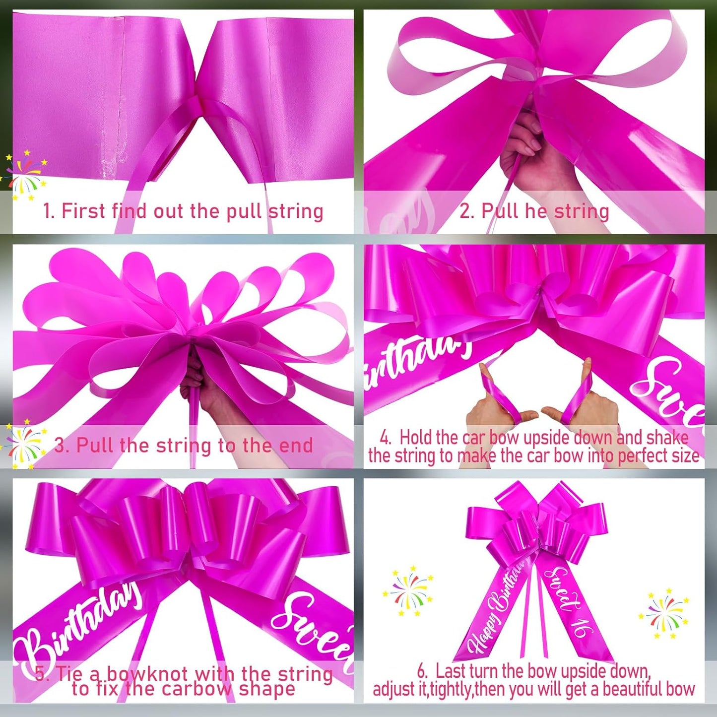 Wonderjune 30 Inch Big Car Bow - Giant Sweet 16 Birthday Gift Decoration | Rose Red Surprise Party Decor