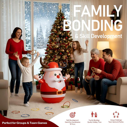 Regine Switzerland Inflatable Santa Reindeer Ring Toss Game - Fun Holiday Party Activity for Kids & Adults