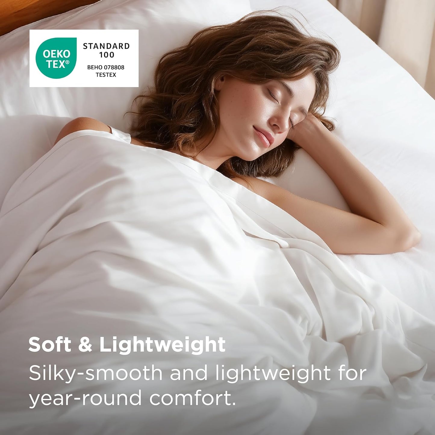 Bedsure Bamboo Duvet Cover Set - Lightweight & Silky Queen Size Comforter Cover for Hot Sleepers | Pure White