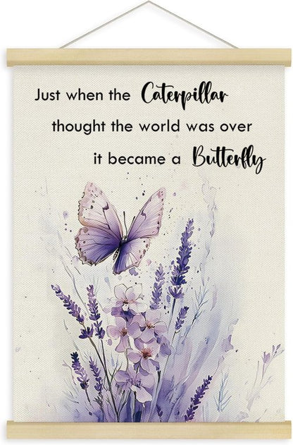 Fewgb Butterfly Wall Art Decor - Inspirational Motivational Print for Nursery & Kids Room | 12x16 Framed Poster