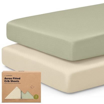 KeaBabies Fitted Crib Sheets - Soft Bamboo Viscose Cotton, 2-Pack, 52x28, Gender Neutral (Avocado)