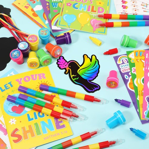 BenLouis Bible Coloring Set - Christian Inspirational Verses for Kids | 24 Bulk Party Favors
