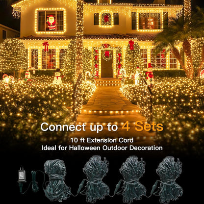 Suddus 360 LED Christmas Net Lights - Waterproof Connectable Green Wire for Outdoor Decoration | 12ft x 5ft