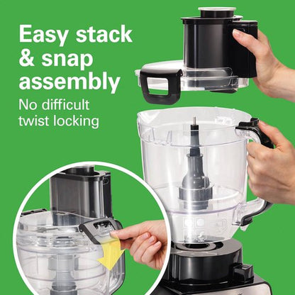 Hamilton Beach Food Processor - 14-Cup Capacity with Stainless Steel Blades & 3-Speed Motor | Black