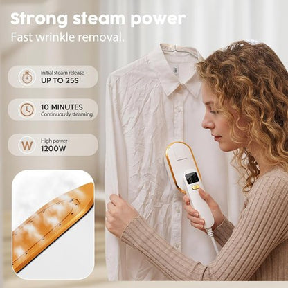 Droyek Portable Travel Steamer - 1200W 2-in-1 Iron & Steamer | Fast Heat in 10s, 150ml Tank, LED Display