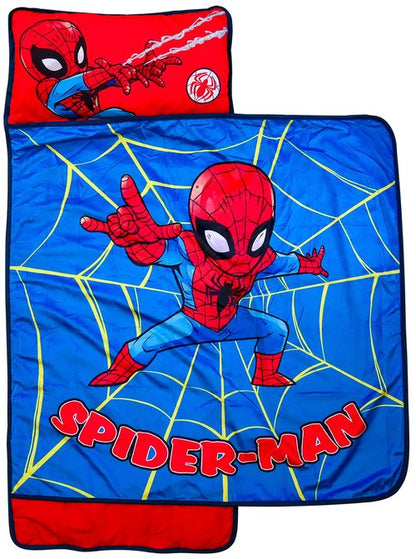 Jay Franco Marvel Spidey Action Nap Mat - Built-in Pillow and Blanket Featuring Spiderman - Super Soft Microfiber Kids'/Toddler/Children's Bedding, Ages 3-5