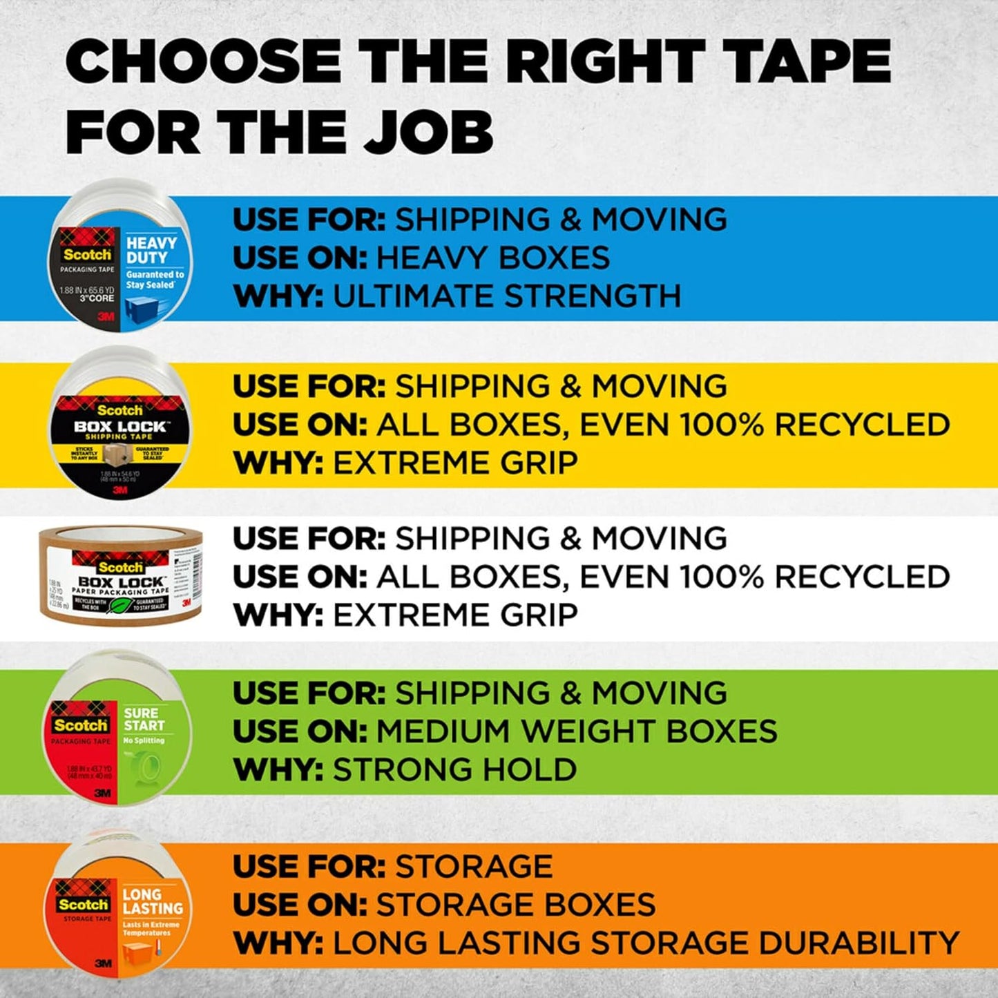 Scotch Heavy Duty Packaging Tape - Strong Seal for Packing & Shipping | 1.88" x 54.6 yd, Clear, 6 Rolls