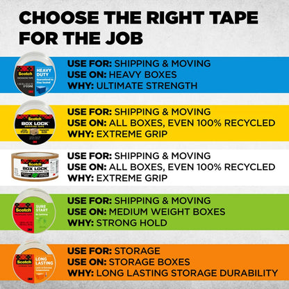 Scotch Heavy Duty Packaging Tape - Strong Seal for Packing & Shipping | 1.88" x 54.6 yd, Clear, 6 Rolls