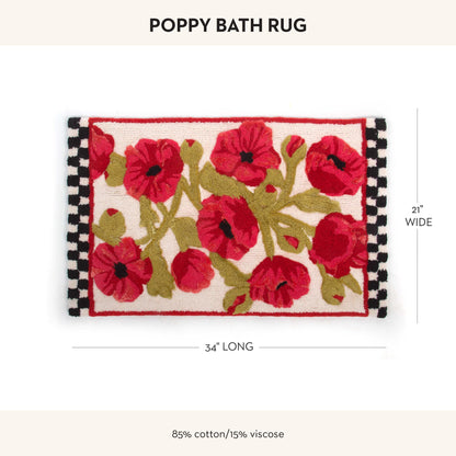 MACKENZIE-CHILDS Bath Rug, Bath Mat for Bathroom Use, Cotton Rug, Poppy