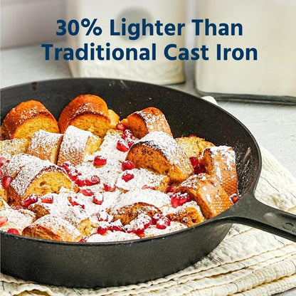 COOKLIFE 10-Inch Pre-Seasoned Cast Iron Skillet - Lightweight, Easy-Clean Surface for Oven, Stove & Grill