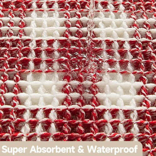 TYUU Waffle Bath Mat, Boho Christmas Bathroom Rugs Non Slip Washable Absorbent Checkered Bathroom Mat Quick Dry Cute Bath Mat, 24"x16" Red and White