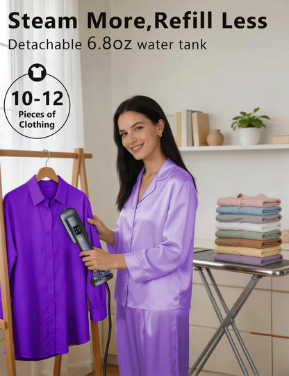 Steamer for Clothes,Portable Handheld Garment Steamer, 200ml Capacity,1000W 15s Fast Heat-UP, Leak-Proof Fabric Quick Wrinkle Remover Ceramic Panel, 2-in-1 Dry & Wet Iron for Home and Travel -Purple