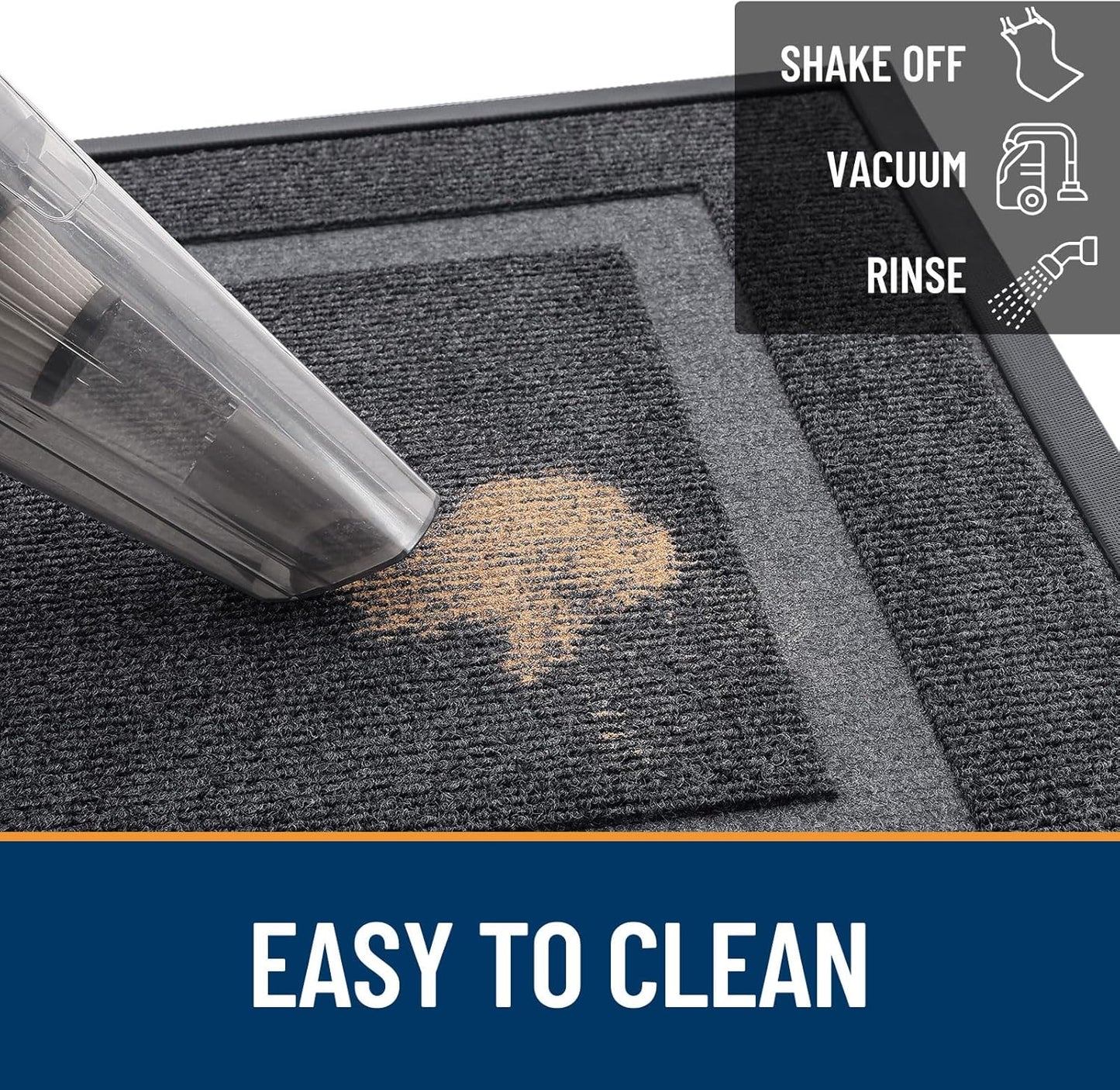 OLANLY Waterproof Front Door Mat - All-Season, Sturdy Natural Rubber, Easy Clean | 47x23, Grey