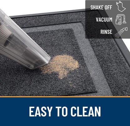 OLANLY Indoor Outdoor Doormat - Waterproof, All-Weather, Easy Clean | Sturdy Natural Rubber, 36x24, Grey