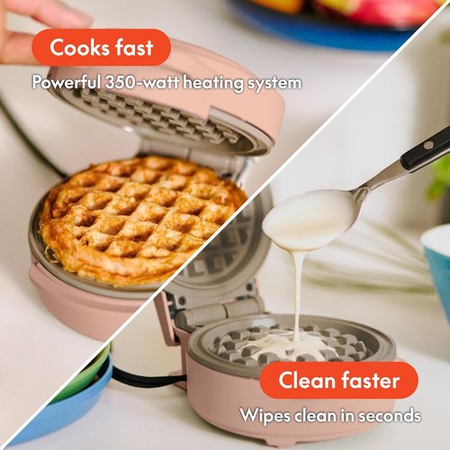 Bella Mini Waffle Maker - EverGood™ Ceramic Nonstick, Cool Touch Handles & Stackable Design - Blossom Color