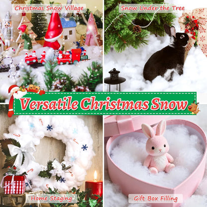 Regine Switzerland 32 OZ Fluffy Artificial Snow - White Cotton Faux Snow for Christmas Decor & Crafts
