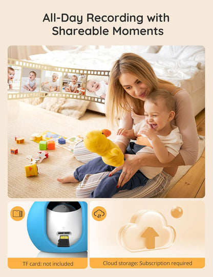 Skiennix 2K Baby Monitor - WiFi Camera with App Control, Night Vision & 2-Way Talk | 5" Display