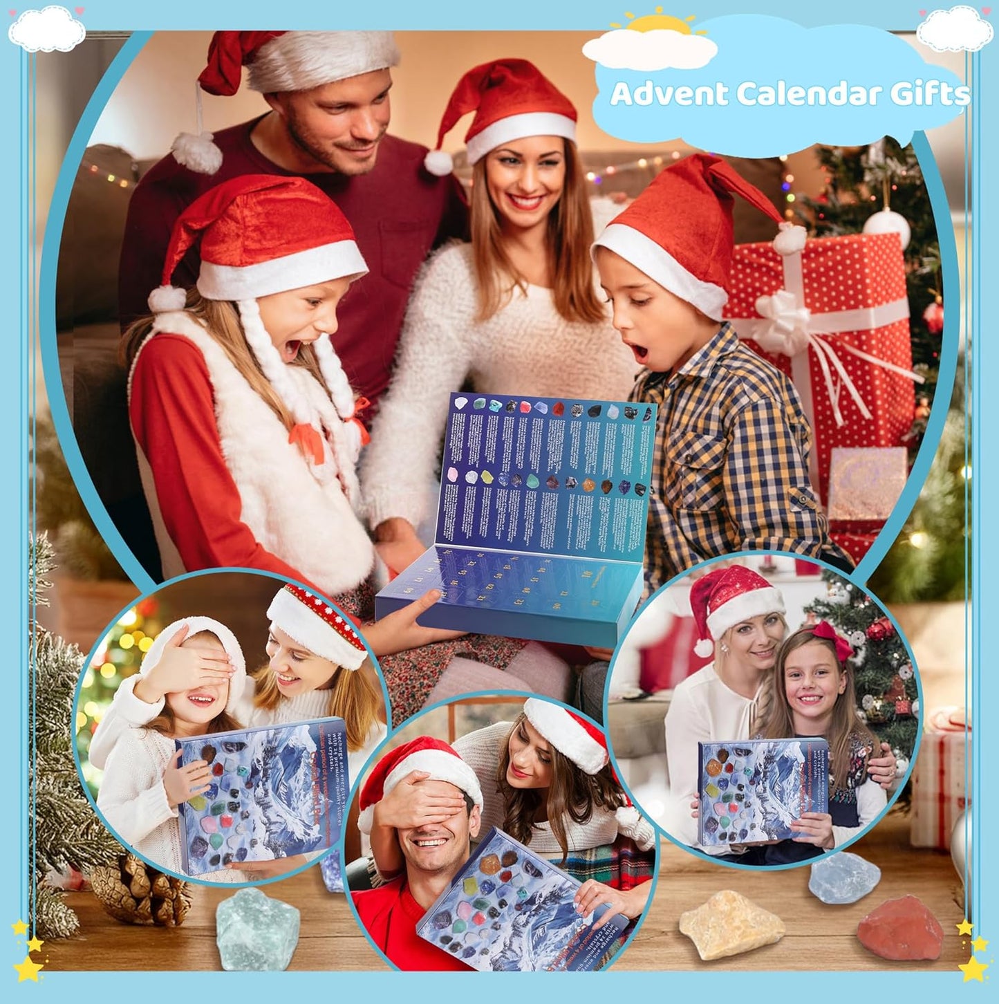 ZHIYUXI Crystal Advent Calendar 2025 - 24 Gemstone Rock Collection for Christmas Countdown