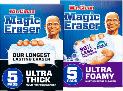 Mr. Clean Magic Eraser Bundle - Ultra Thick & Foamy Multi-Purpose Cleaners, 10 Count Total