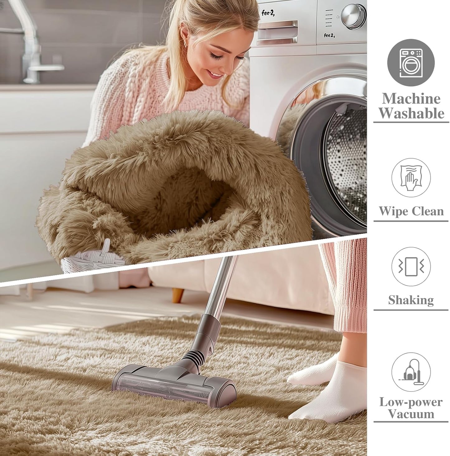 OLANLY Large Area Rug - Soft Fluffy Shaggy Indoor Carpet for Living Room & Bedroom | Taupe 6x9
