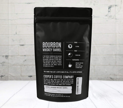 Bourbon Whiskey Barrel Aged Coffee - Ground, Single Origin Grade 1 Colombian Coffee Beans Aged in Kentucky Bourbon Whiskey Barrels - 12 oz Bags