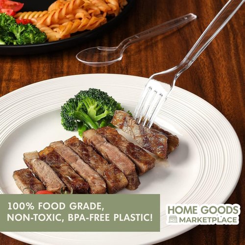 Clear Plastic Silverware Set, 120 Count Spoons and Forks, Perfect for Parties, Holiday Gatherings, Picnics, and Stocking the Pantry
