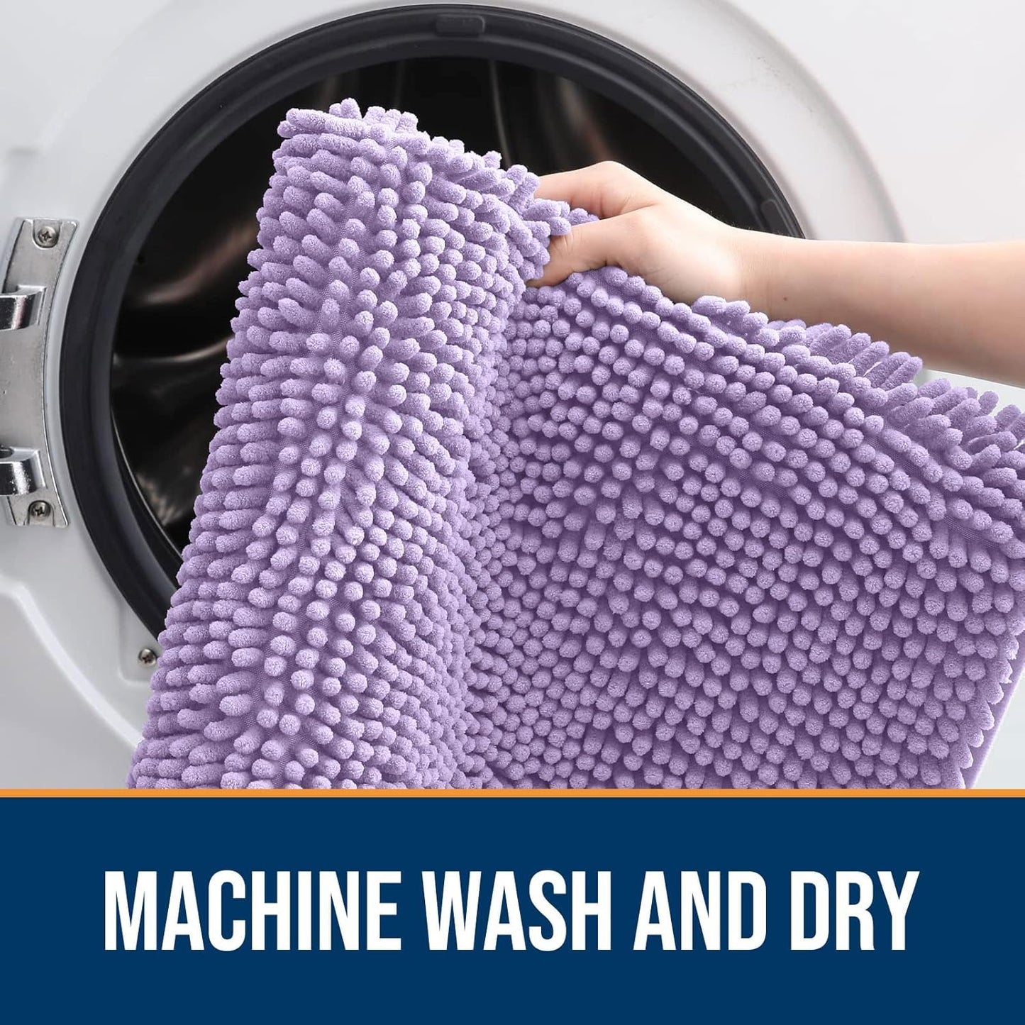 OLANLY Dog Door Mat - Absorbent Non-Slip Washable Chenille Mat for Muddy Paws | 48x30, Lavender